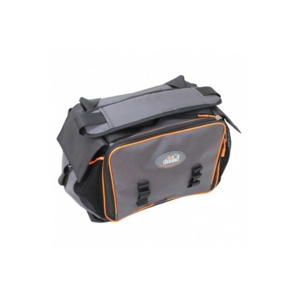Сумка рыболовная СЛЕДОПЫТ Lure Bag L, 40х25х21 см, цв. серый + 5 коробок Luno 20/4/