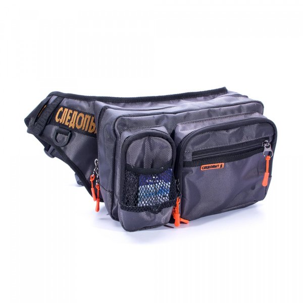 Сумка рыболовная СЛЕДОПЫТ Fishing Hip Bag, 28х21х17 см, цв. серый