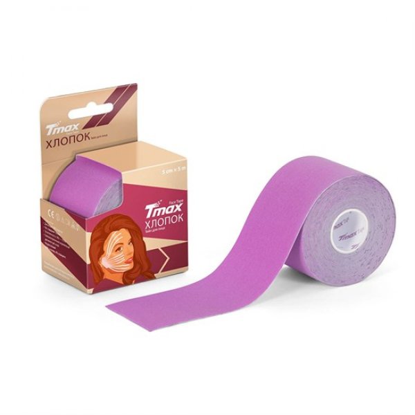 Тейп кинезиологический Tmax Beauty Tape, 5см x 5м, сиреневый