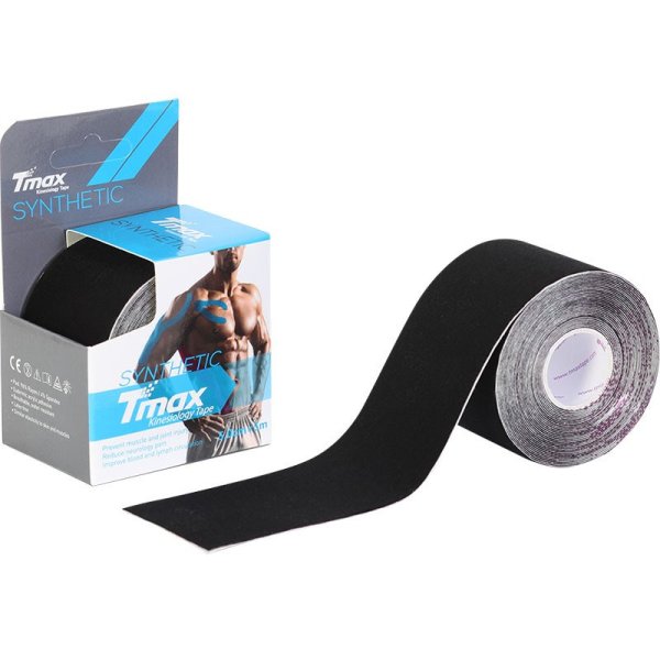 Тейп кинезиологический Tmax Synthetic Black, 5см x 5м, черный