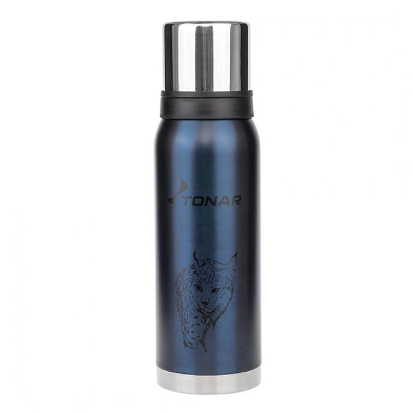 Термос 1200ML синий (2 крышки+кружки) Рысь