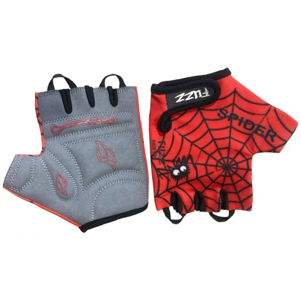 Велоперчатки детские FUZZ SPIDER красно-черные, р-р 8/L (для 6-8 лет), GRIP GEL