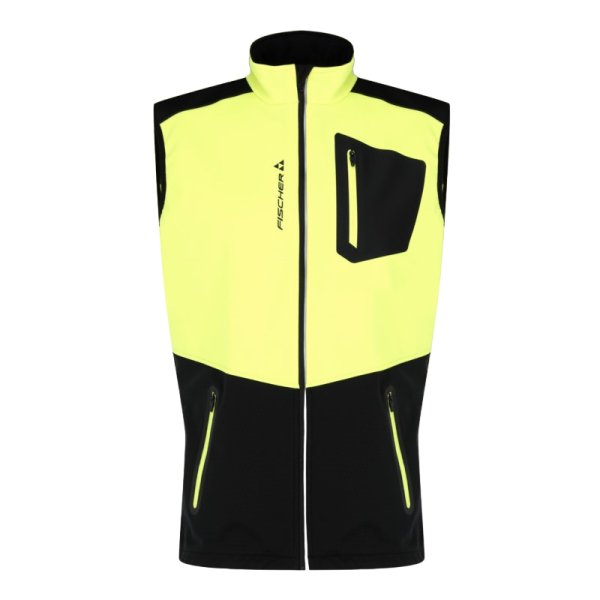 Жилет FISCHER Softshell Warm (FW22/23), черно-лимонный, р-р 48 (M)