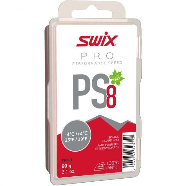 Парафин SWIX PS8, -4°C/+4°C, 60гр.