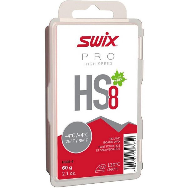 Парафин SWIX HS8 Red, -4°C/+4°C, 60гр.