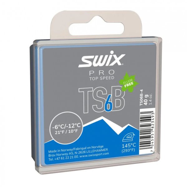 Парафин SWIX TS6 Black, -6°C/-12°C, 40g