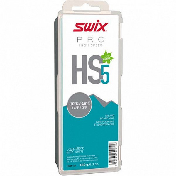 Парафин SWIX HS5 Turquoise, -10°C/-18°C, 180гр.