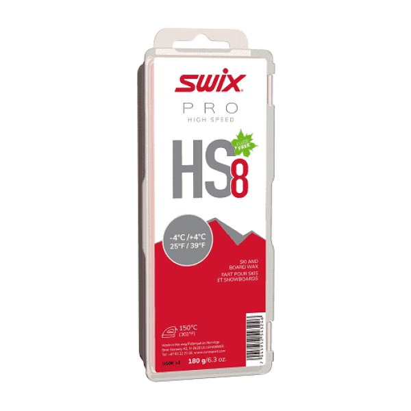 Парафин SWIX HS8 Red, -4°C/+4°C, 180гр.