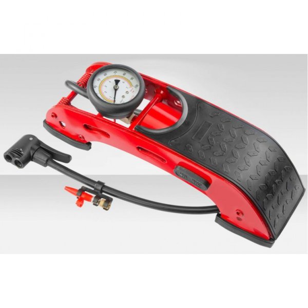 Насос STELS FP-0901 ножной с манометром, стальной цилиндр 55х120мм