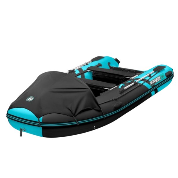 Лодка GLADIATOR E380PRO, цвет черно-бирюзовый