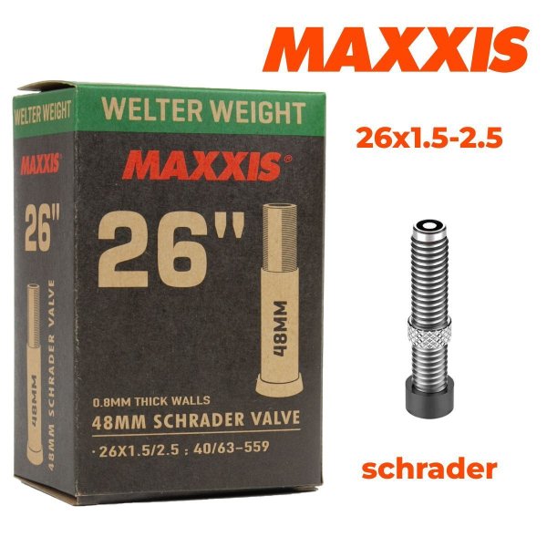 Велокамера 26 х 1,50/2,50 MAXXIS Welter Weight LSV AV/48, 0.8mm