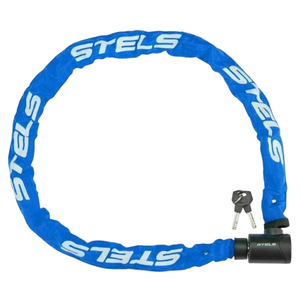 Замок противоугонный STELS 85803, 6х1200мм, с цепью, ключ, синий