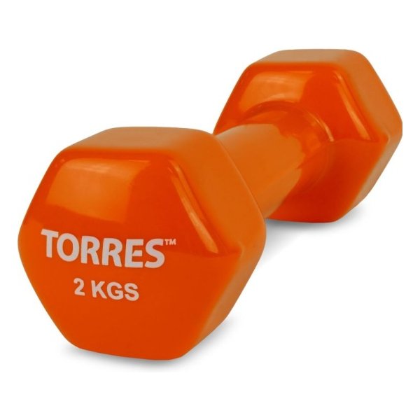 Гантель TORRES, металл в виниловой оболочке 2 кг оранжевая
