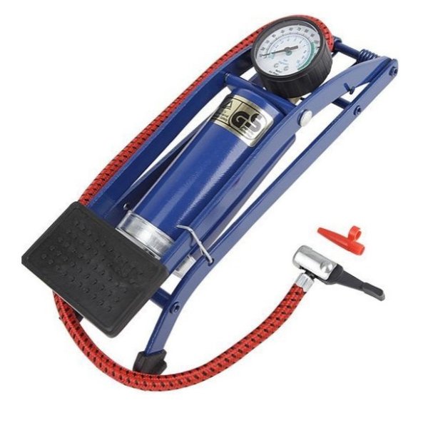 Насос ножной BOX 55х120мм с манометром, сталь. авто/вело ниппель