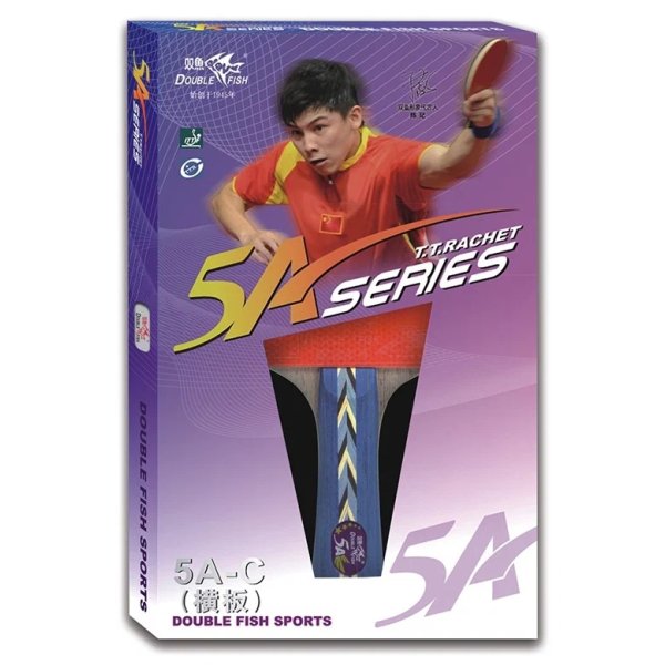 Ракетка для настольного тенниса DOUBLE FISH, 5A+C, для продвин, ITTF Appr, накл. 2,1 мм, конич. ручк