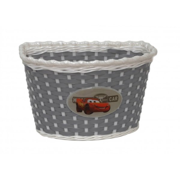 Корзина велосипедная детская ТАЧКИ на руль, пластиковая, серая