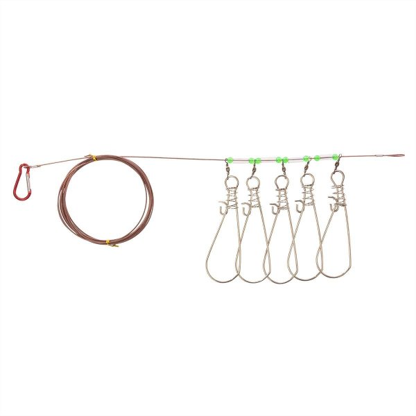 Кукан метал. трос 5-ти карабиновый 5м Helios (HS-XC-YS-5050GZZ)