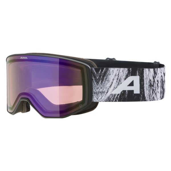 Маска горнолыжная ALPINA Venet Black-Glacier Matt/Q Blue S2 (US:M)