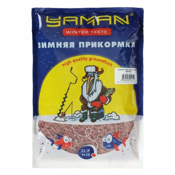 Прикормка Yaman Winter Taste Гранулы 3мм, зимняя (мотыль), цв. красный, 700 гр.
