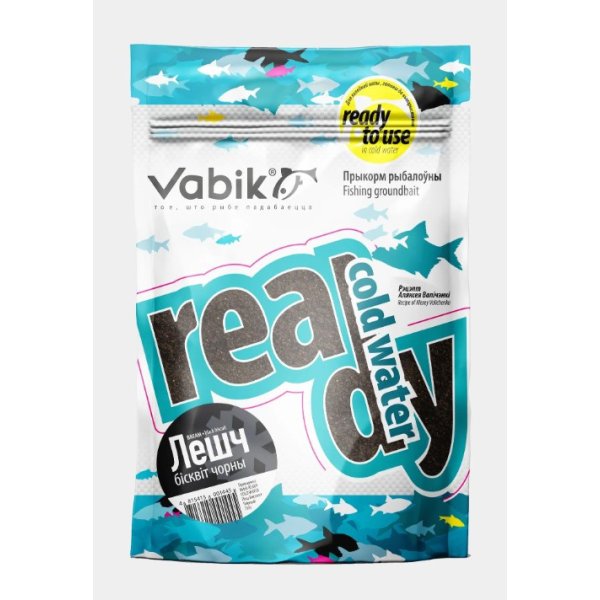 Прикормка Vabik READY COLD WATER Лещ Бисквит Черный 750гр