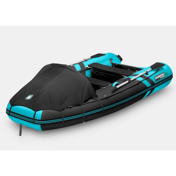 Лодка GLADIATOR E350PRO, цвет черно-бирюзовый