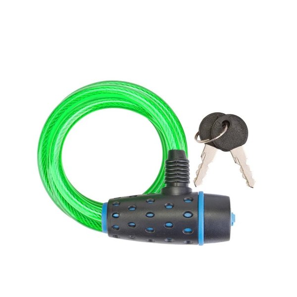 Замок противоугонный STELS 8х1800 мм, 87318, с тросом, зеленый