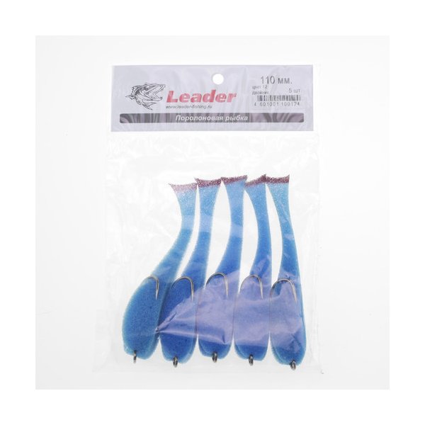 Поролоновая рыбка Leader на двойнике 110мм цв.12 уп.5шт