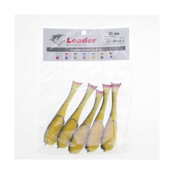 Поролоновая рыбка Leader на двойнике 95мм цв.07 уп.5шт.