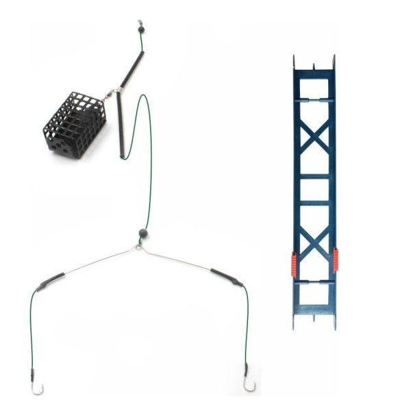 Оснастка фидерная Яман «Лещ №2», кормушка 60 г, коромысло 16 см, плетеный шнур 0,15 мм, крючок №10