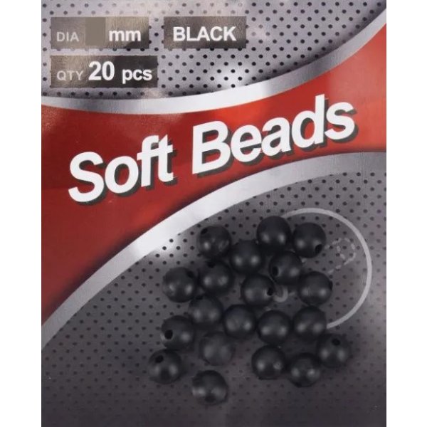Бусина фидерная Namazu Soft Beads, PVC, d-6 мм, круглая, цв. черный (20 шт.)/1000/