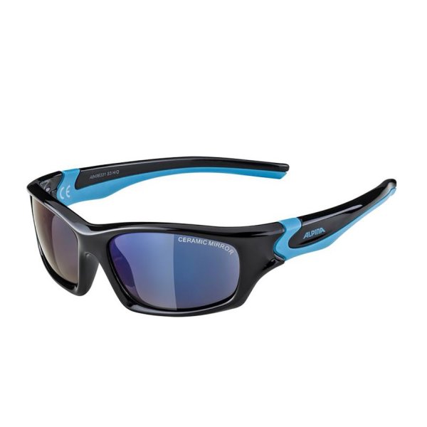 Очки солнцезащитные ALPINA Flexxy Teen Kids Black-Cyan Gloss/Blue Mirror Cat.3