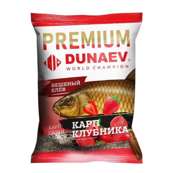 Прикормка DUNAEV-PREMIUM 1кг Карп-Сазан-Карась Клубника