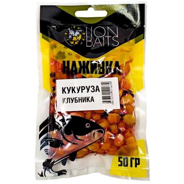 Кукуруза Lion baits пакет 50гр Клубника