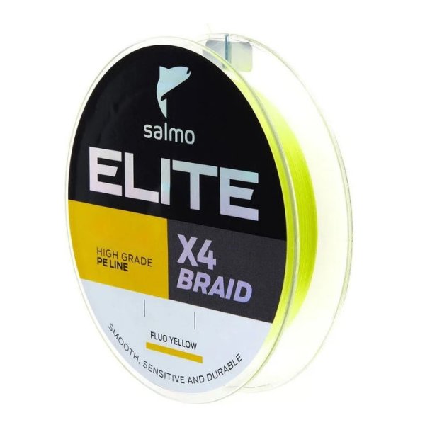 Леска плетеная (шнур) Salmo Elite х4 BRAID Fluo Yellow  / 0,12мм / 125м