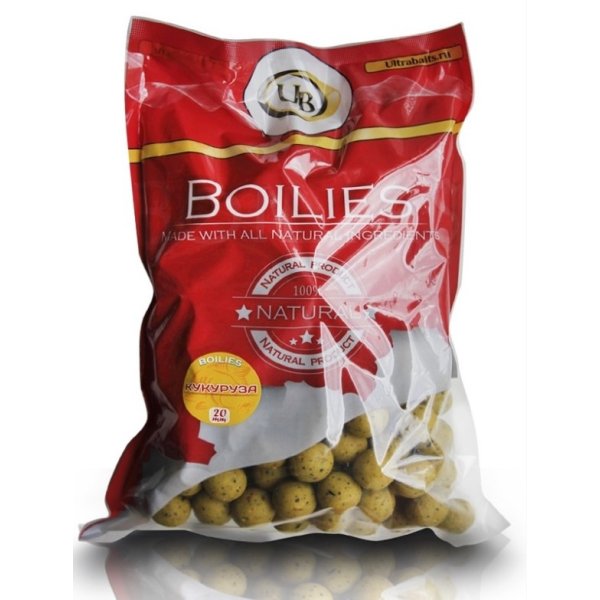 Бойлы ULTRABAITS прикормочные 20мм пакет 1кг Кукуруза
