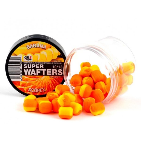 Бойлы GBS Baits Wafters 10*13мм Банан Скопекс