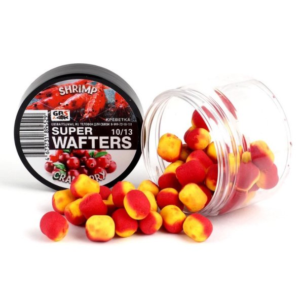 Бойлы GBS Baits Wafters 10*13мм Креветки Клюква