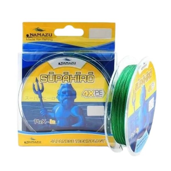 Шнур плетеный Namazu Supahiro 4Х, L-100 м, d-0,18 мм, test-9,37 кг, болотно-зеленый (мох)/100/300/