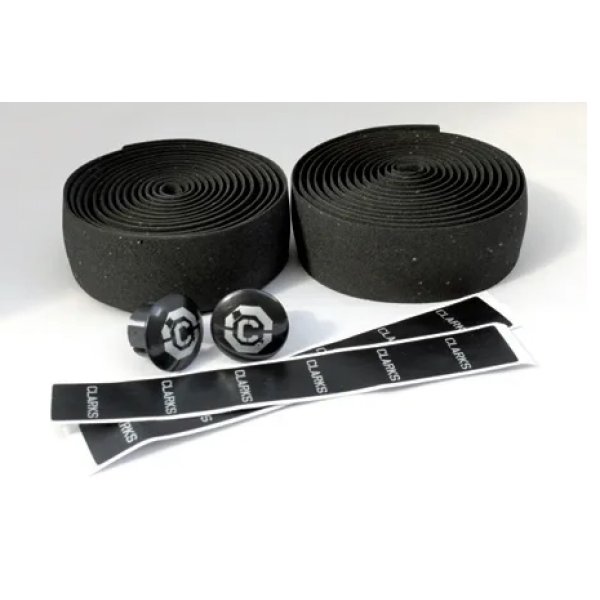 Обмотка велосипедная на руль CLARK`S CHBT корковая+крепеж+заглушки черная