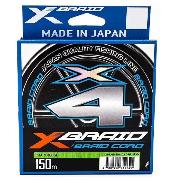 Леска плетеная (шнур) YGK X-Braid Braid Cord X4 Chartreuse / PE 2.0 / 0,235мм / 13,5кг / 150м