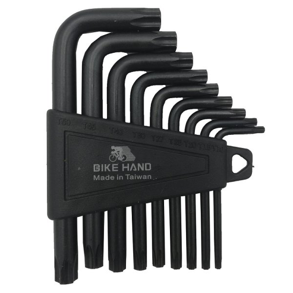 Набор ключей TORX YC-633S Г-образн. звездочка T10/T15/T20/T25/T27/T30/T40/T45/T50 сталь BIKEHAND