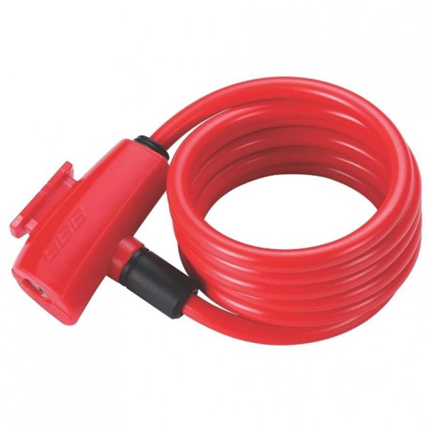 Замок противоугонный BBB 8x1500 мм, QuickSafe, Red