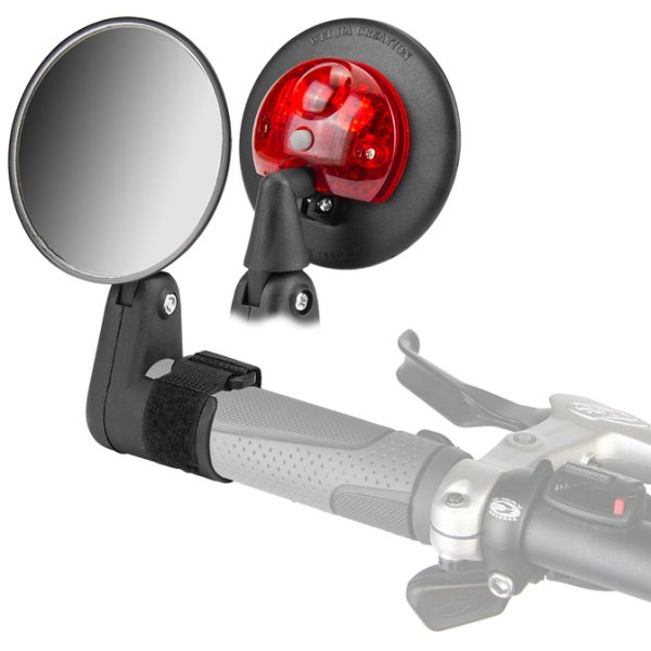 Зеркало STELS DX-2002VF пластиковое черное с габаритным огнём, на липучке