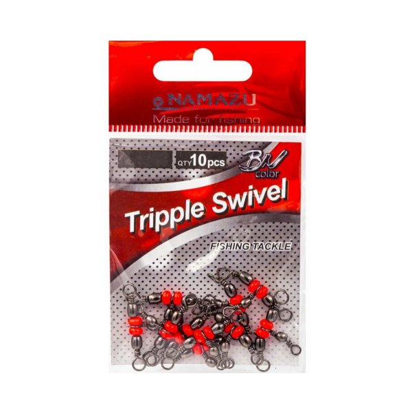Вертлюг тройной Namazu TRIPPLE SWIVEL, латунь, цв. BN, р. 8 х 10, test-15 кг (уп.10 шт)/1000/