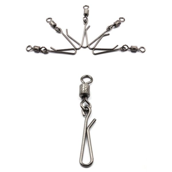 Вертлюг с форелевой заст. Namazu ROLLING RIBBED SWIVEL WITH HANGING SNAP-A, цв. BN, р. 8, test-12 кг