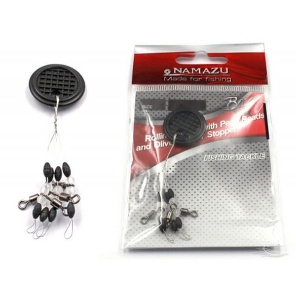 Стопор с вертлюгом Namazu ROLLING SWIVEL PEARL BEADS AND OLIVE RUBBER STOPPER , р. S (упак4 шт)/1000