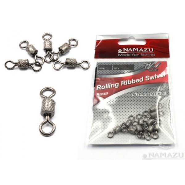 Вертлюг Namazu ROLLING RIBBED SWIVEL, латунь, цв. BN, р. 4/0, test-125 кг (уп.5 шт)