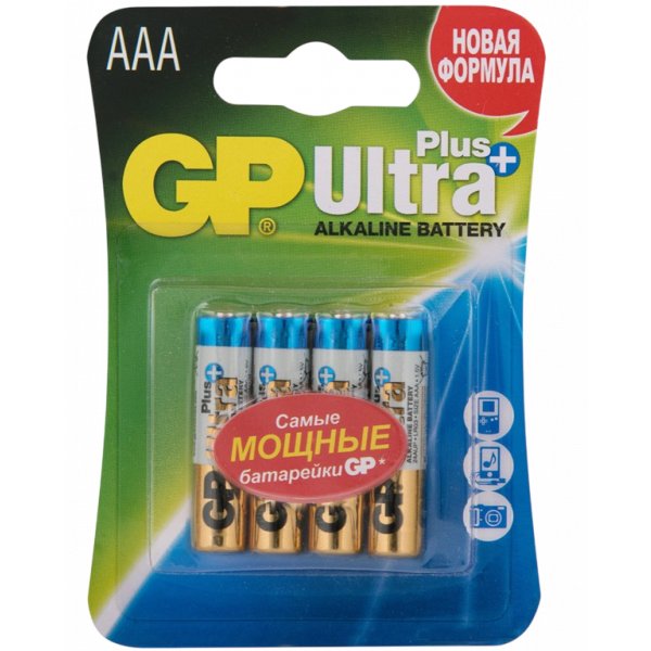 Батарейка GP Ultra Plus alkaline AAA LR03 4шт