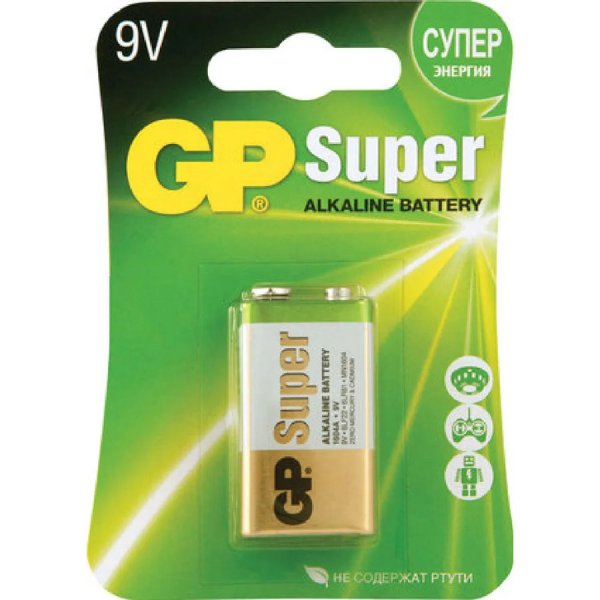 Батарейка щелочная GP 6LF22 SUPER ALKALINE 1604A-BC1 BL-1