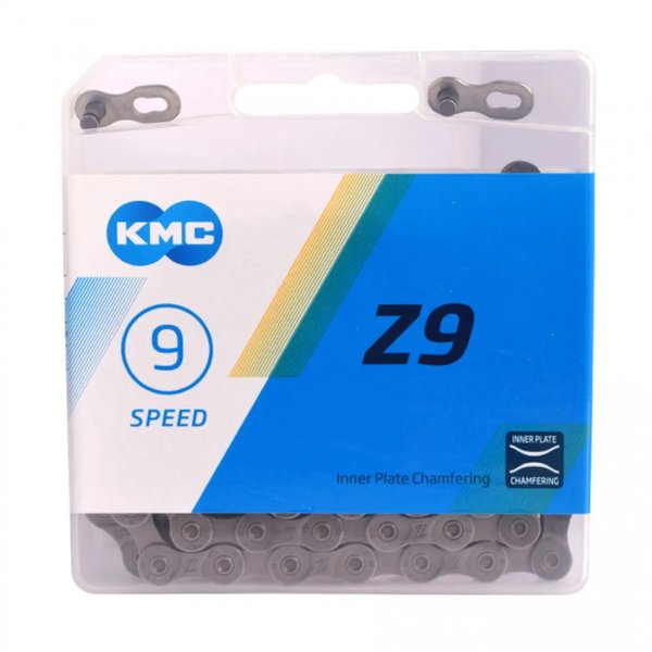 Цепь KMC Z9, 116 звеньев, для кассеты на 9 звезд, серая, без замка